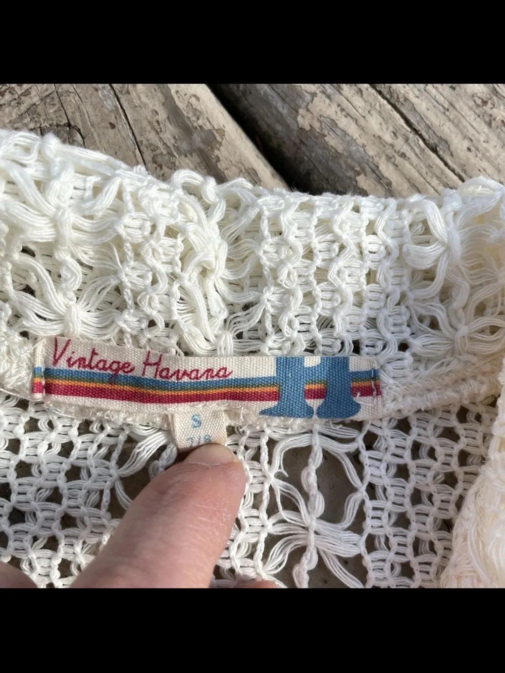 Vintage Havana Kids Off/White Crochet Wide-Leg Matching Set